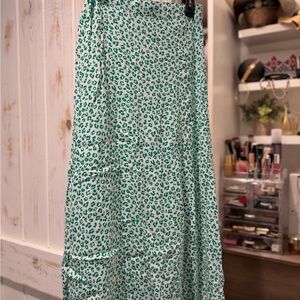 Elodie Teal Leopard Print Maxi Skirt